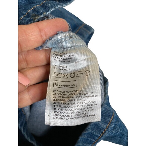 Divided H&M Denim Overall Dress Womens 2 Blue Jean Mini Button Front Sleeveless - Picture 9 of 12
